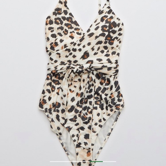 Aerie Leopard Wrap One Piece Swimsuit - Picture 3 of 8